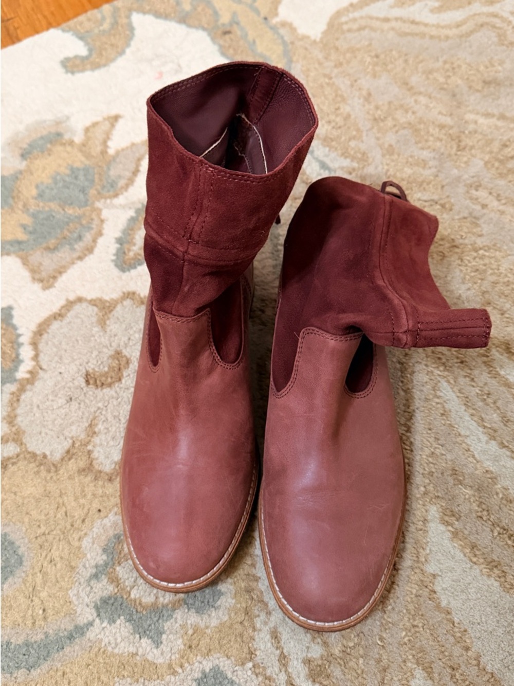 Sperry Women's Burgundy Leather & Suede Ankle Boots